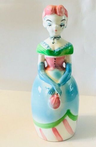 Rare Vintage Earl Bernard Porcelain " Girl In Blue Dress " Perfume Bottle Verynice