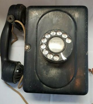 Vintage Stromberg Black Rotary Wall Phone -,  Handset Cord Cut