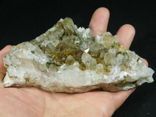 A Big Quartz Crystal Cluster With GREEN Epidote Crystals From Brazil 509gr e 7