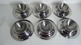 Set Of 6 Wmf German Stainless Steel Egg Cups Stands Vintage