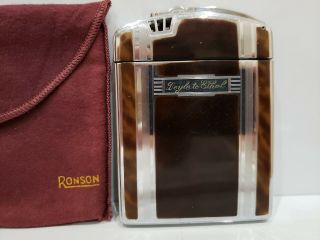 Art Deco Ronson,  Twenty Case Enamel & Silver Case & Lighter