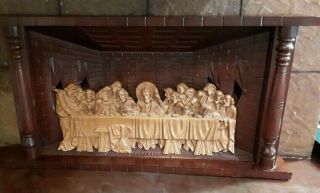 Vintage The Last Supper Picture 3d Wall Hanging Plaque 26 X 13.  5 X 4,  5 "