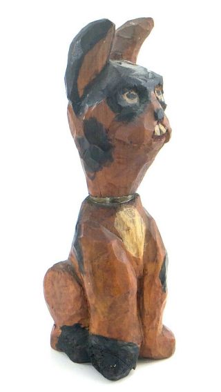 Vintage Wooden Carved Rabbit Lighter Under Removable Head Sculpture Art J390