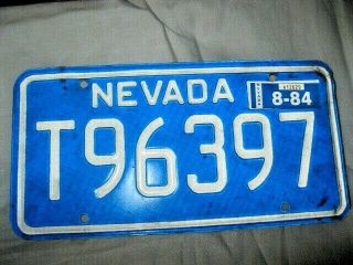 1984 Nevada Blue License Plate Aluminum Plate Shiny Not Cleaned Truck