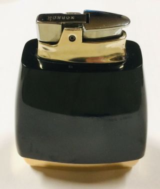 Vintage Ronson Pioneer Black Enamel & Gold Table Lighter Perfectly L@@k