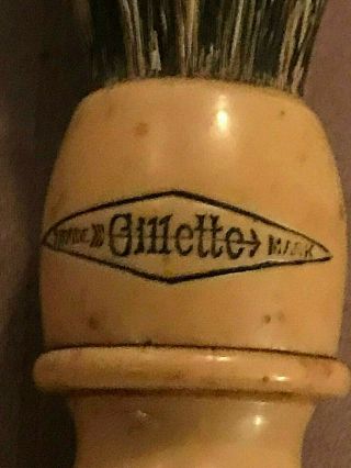 Antique Vintage Shaving Mug Brush Rubberset Trademark Wood Handle