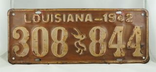 1942 Louisiana Passenger License Plate -