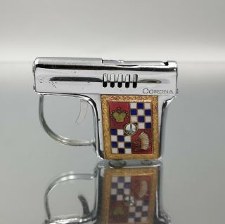 Great Rare CORONA pistol petrol lighter feuerzeug accendino 3