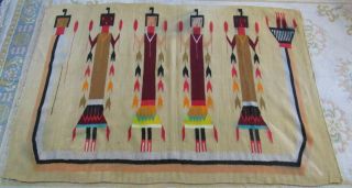 Antique Old Tattered 5 Yei Navajo Native American Blanket/rug 69 " X 46 " Wool 6