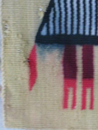 Antique Old Tattered 5 Yei Navajo Native American Blanket/Rug 69 