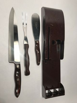 Mixed Set Of Vintage Cutco Knives W/ Bakelite Handle And Mismatched Hanging Tray