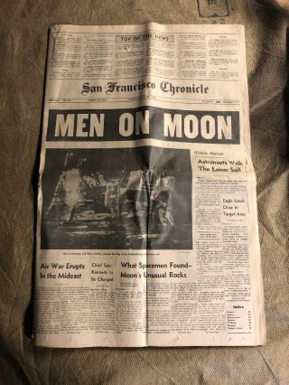 San Francisco Chronicle - Men On Moon July 21 1969 Newspaper Man On Moon 50th