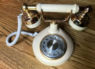 Vintage French Style Rotary Dial Phone Tan Beige Western Electric