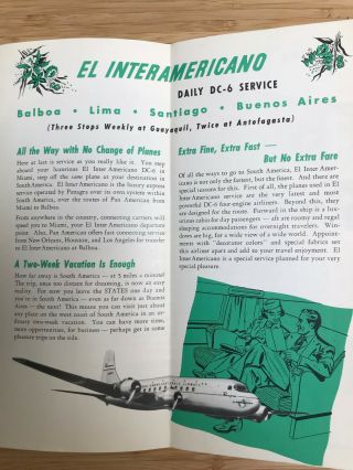 AIRLINE - PANAGRA 1940 ' s info BROCHURE 7 2