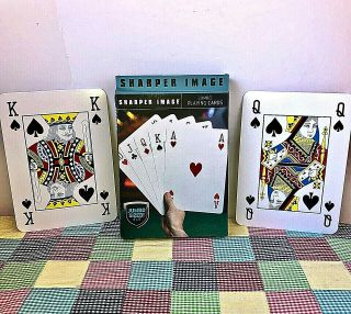 Sharper Image Jumbo Deck Of Playing Cards 8 " X 11 " Large In Opened Box