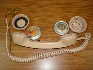 Vintage GTE PTT Push to Talk Radio Phone Telephone Handset Beige Push Button 4