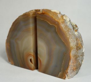 Geode Polished Sand Brown Blue Agate Crystal Geode Bookend 4.  12 Lb 6 L X 4.  5 H