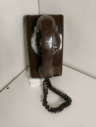 Vintage Brown Itt Wall Mount Rotary Telephone