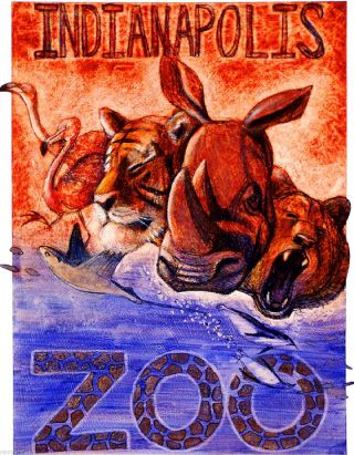 Indianapolis Indiana Zoo Rhinoceros United States Advertisement Art Poster
