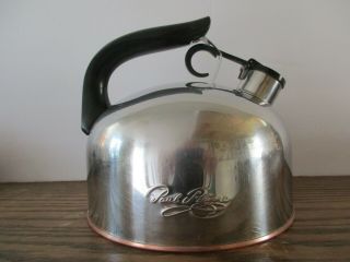 Vtg 1801 Revere Ware 2 Qt Copper Stainless Whistling Tea Kettle Pot H90c Korea