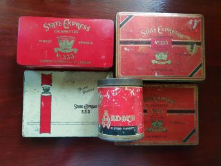 5 X Ardath State Express 333 Cigarette Tobacco Tins