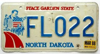 North Dakota 1988 President Teddy Roosevelt Graphic License Plate Fl022