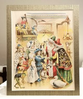 Santa Claus & Mother Goose,  Little Boy Blue,  Other Fairy Tale Characters.  Print
