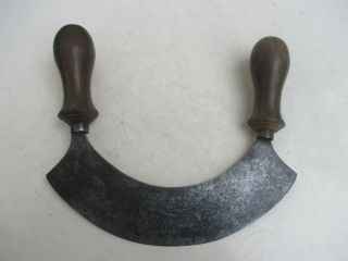 Vintage Mezzaluna Kitchen Knife Chopper Quality Carbon Steel Blacksmith Mark