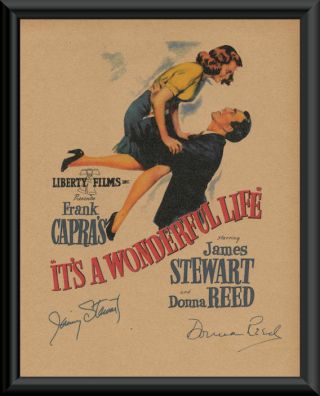 Its A Wonderful Life Movie Poster & Autographs Reprint On 70 Year Old Paper P173