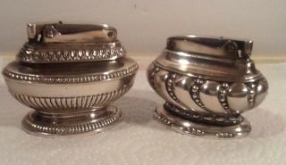 2 - Vintage Ronson Crown And Queen Anne Silverplate Table lighters 2
