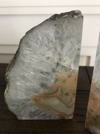 Polished Agate Rock Book Ends Cut Geode Crystal Over 5 lb 2