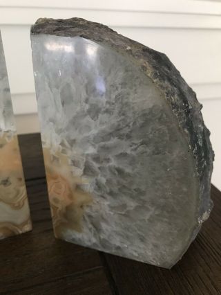 Polished Agate Rock Book Ends Cut Geode Crystal Over 5 lb 3