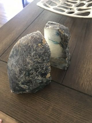 Polished Agate Rock Book Ends Cut Geode Crystal Over 5 lb 4