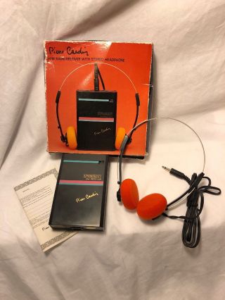 Vintage Pierre Cardin Portable/pocket Fm Radio Receiver W/head Phones