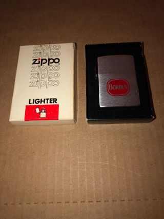Vintage 1979 Zippo Borden Dairy Advertising Cigarette Lighter Unfired Box Milk