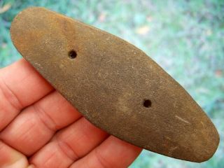 Fine 4 1/4 Inch Missouri Two Hole Hopewell Gorget With Arrowheads Artifacts