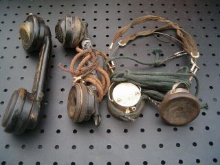 Two Vintage Telephone Handset And One Set Of Headphones Western Electric Collect