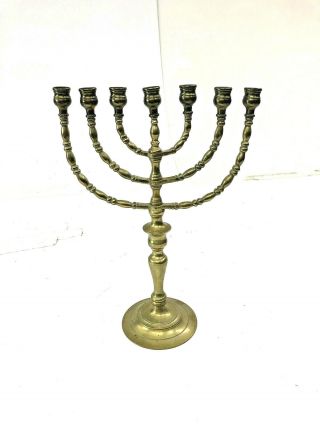 Vintage 17 " Brass Menorah 7 Arm Branch Candle Holder Gold Metal Solid 5 Lbs Rare