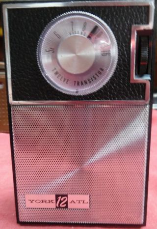 Vintage 1965 York Tr - 122 12 Transistor Radio Am Vgc