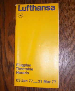 Lufthansa Flugplan Timetable: January - March,  1977.  200 Pages.