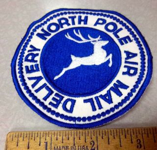 North Pole Air Mail Delivery Sew On Style Embroidered Patch Flying Reindeer