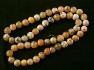 24 Inches Exquisite Chinese Old Jade Round Beads Prayer Necklace P015