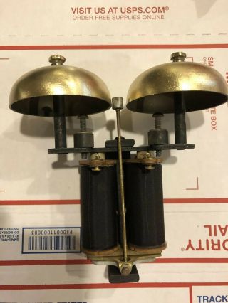Antique Wall Telephone Ringer Brass Bells Motor Magneto 46f