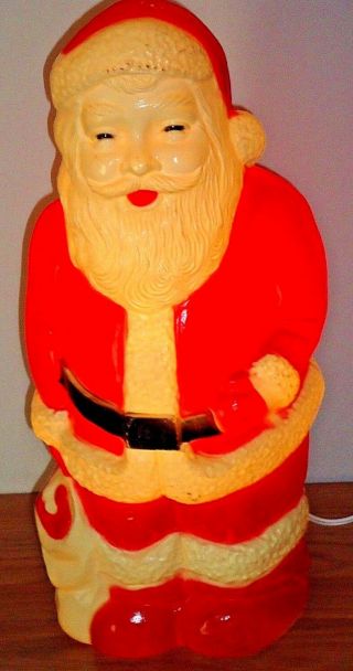 Vintage Union Christmas 13.  5 " Santa Claus Lighted Tabletop Blow Mold Figure