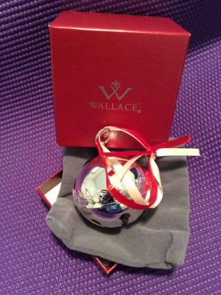 2014 Wallace 44th Anniversary Silver Plate Sleigh Bell Christmas Ornament