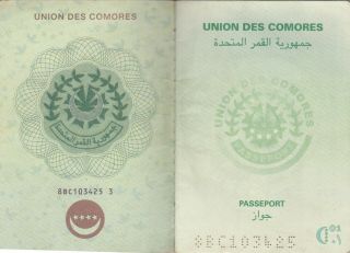 Union Des Comores Expired Passport With Visas