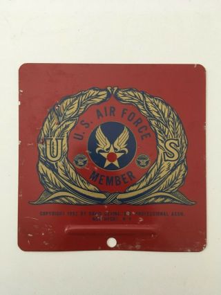 1952 Us Air Force Usaf Korean War Era License Plate Topper York Long Island
