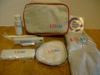 Us Air Travel Toiletries Canvas Bag With Cellophane Wrapped Items - Us Air Logo
