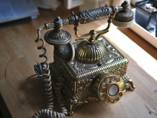 Faux Vintage Onyx Telephone " Monarch " Model Made In Korea