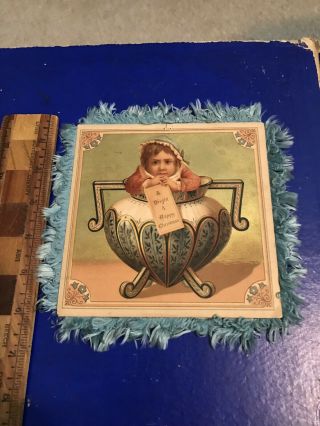 Victorian Christmas Card Fringed Double
